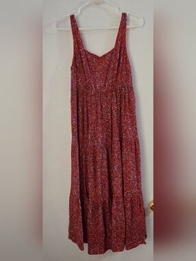 Anthro SEE U SOON Red Sleevless Floral Maxi Sundress